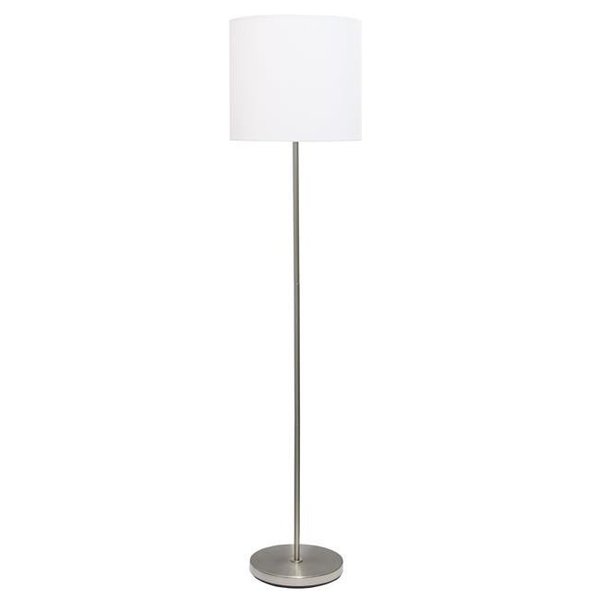 All The Rages Alltherages LF2004-WHT Brushed Nickel Drum Shade Floor Lamp; White LF2004-WHT